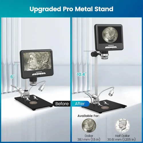 Vista 4 de Andonstar Microscopio digital HDMI AD207S-Pro, microscopio de soldadura, microscopio de moneda para monedas de error, kit de microscopio electrónico