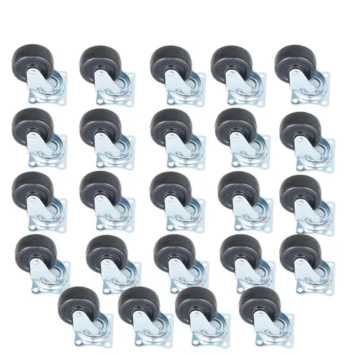 WFLNHB Paquete de 24 ruedas giratorias de 2 pulgadas, base de goma con placa superior y rodamiento, ajuste resistente para mesas de té, estantes de