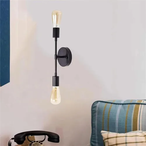 Vista 6 de Retro Industrial Wall Lamp 2 Light Head Vanity Mirror Light Double Sconces for Kitchen Living Room Bedroom E27 Lampara Pared,Wall Lamps for Bedroom