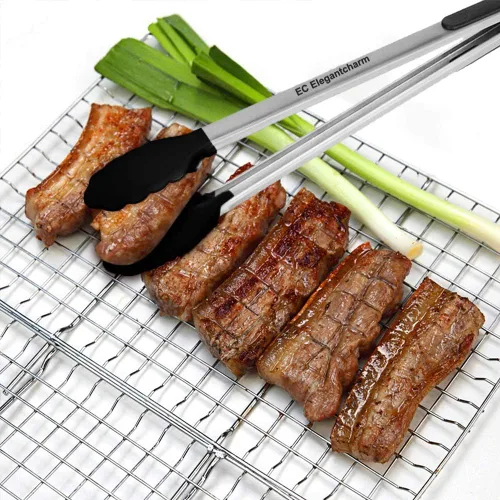 Vista 7 de Pinzas de cocina de 17" con puntas de silicona, pinzas de parrilla de acero inoxidable de alta resistencia al calor