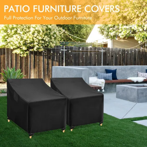 Vista 5 de WLEAFJ Fundas impermeables para sillas Adirondack de exterior, color negro, fundas para muebles de césped y patio, fundas resistentes para asientos