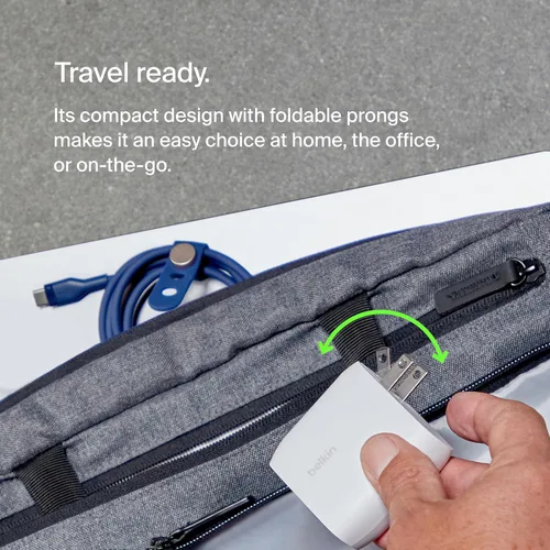 Vista 5 de Belkin Bloque de cargador dual USB C de 60 W con carga súper rápida PPS - Samsung Galaxy S25, Apple iPhone 17, Air, Pro, Pro Max, iPad, AirPods