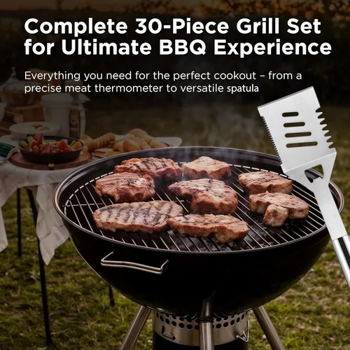 Vista 4 de Kaluns Accesorios para Parrilla, Regalos para Papá para Navidad Regalos para Parrilla, Juego de Parrilla de Acero Inoxidable Resistente