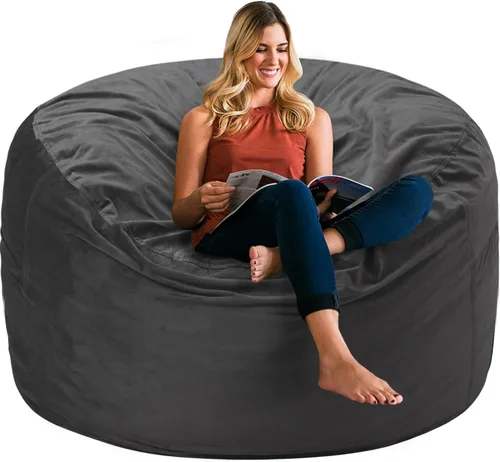 Vista 52 de HABUTWAY Silla de Puf de 2 Pies, Puf de 2' de Sillones Pequeños con Relleno, Silla de Puf en Forma de Lágrima de Terciopelo Ultra Suave con Funda