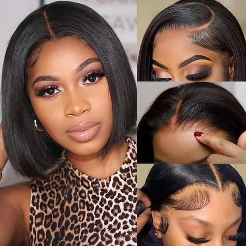 Vista 2 de Vlike Peluca Bob de cabello humano de corte romo de 8 pulgadas