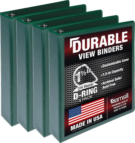 Vista 62 de Samsill - Carpeta duradera de 5 pulgadas, fabricada en los Estados Unidos, con anillos en D, transparente y personalizable, color blanco