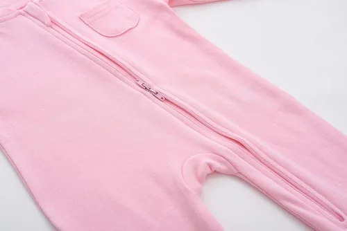 Vista 5 de HahaNice Bebé con cremallera de 2 vías para niñas y niños 100% algodón con pies para dormir y jugar con puños de manoplas de 0 a 12 meses