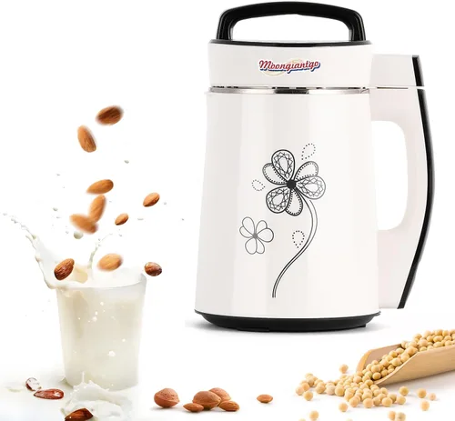Moongiantgo Máquina automática de leche de soja de 37.2 onzas, 37.2 fl oz, máquina de leche de nueces 8 en 1 con autolimpiación/hervir agua/receta,