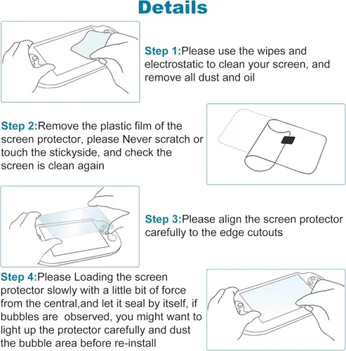 Vista 7 de Xahpower Protector de pantalla para PS Vita 1000, protector de pantalla frontal de vidrio templado 9H y película protectora de pantalla trasera