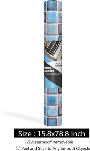 Vista 7 de Livelynine Papel tapiz impermeable para pared de baño, ducha, papel adhesivo decorativo autoadhesivo para pegatinas de muebles, azulejos de cocina