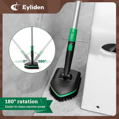 Vista 5 de Eyliden Cepillo limpiador de azulejos de bañera con mango telescópico de 58 pulgadas, cepillo de limpieza 2 en 1 para cepillos de limpieza sin