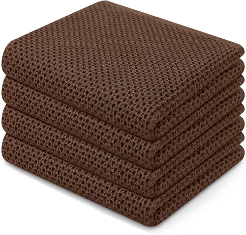 Vista 452 de Homaxy Paños de cocina de 100% algodón con tejido de gofre, ultra suaves, absorbentes, de secado rápido, 12 x 12 pulgadas, paquete de 6, amarillo