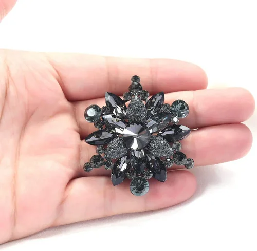 Vista 7 de YOQUCOL Broche con forma de flor de diamantes de imitación de cristal austriaco vintage para mujer