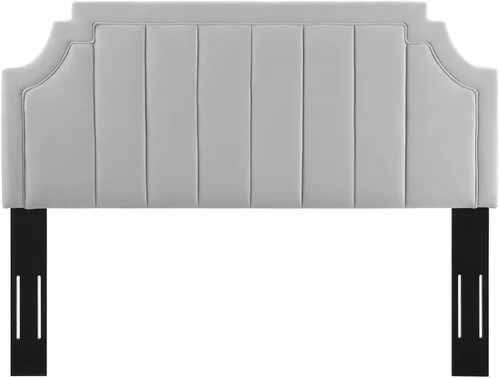Vista 5 de Modway Alyona - Cabecera capitoné de terciopelo de alto rendimiento, color gris claro