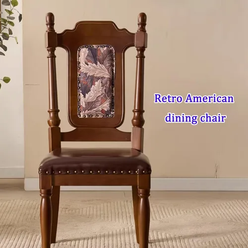 Vista 3 de Wooden Dining Chairs Set of 4, High Back Kitchen Chair, Vintage Dining Room Chairs, Upholstered Armless Chair, for Kitchen, Dining Room, Cafe, Black