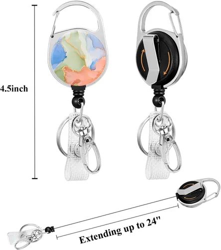 Vista 2 de Cordón con soporte para insignia, carrete retráctil con correa de cuello desmontable y soporte vertical para identificación para enfermeras