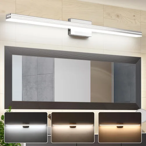 Vista 40 de SineRise - Lámparas LED modernas para tocador de baño (40,6 cm, 3000K/4000K/6000K, regulables), lámparas de pared modernas de acrílico cromado