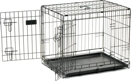 Vista 4 de Jaula para perro Carlson segura y compacta de doble puerta metálica, pequeña con panel divisor