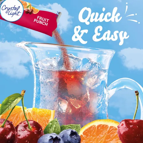 Vista 3 de Crystal Light Mezcla de bebida en polvo con ponche de frutas sin azúcar, bajas en calorías, 72 paquetes para jarras