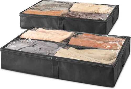 Vista 2 de Whitmor - Set de 2 bolsas para botas debajo de la cama (4 secciones) - Negro