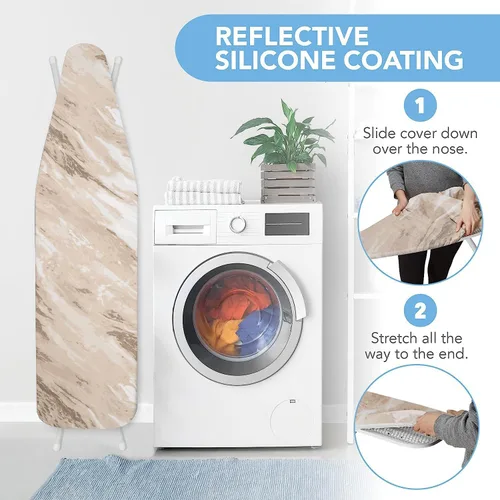 Vista 2 de HOLDN' STORAGE Funda para Tabla de Planchar - Recubierta de Silicona, Resistente a Quemaduras, Acolchado de 15 x 54 Pulgadas con Correas de Gancho