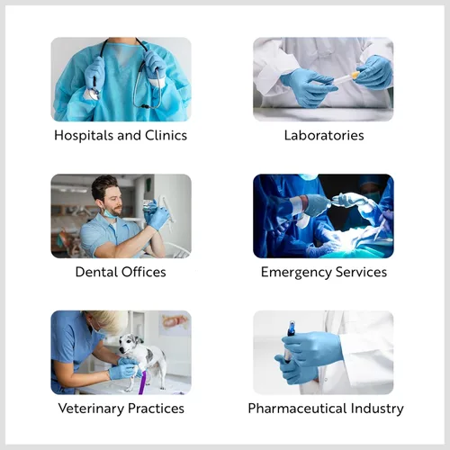 Vista 6 de Guantes de examen médico de nitrilo: sin polvo, no estériles, guantes desechables de 5 mil, color azul