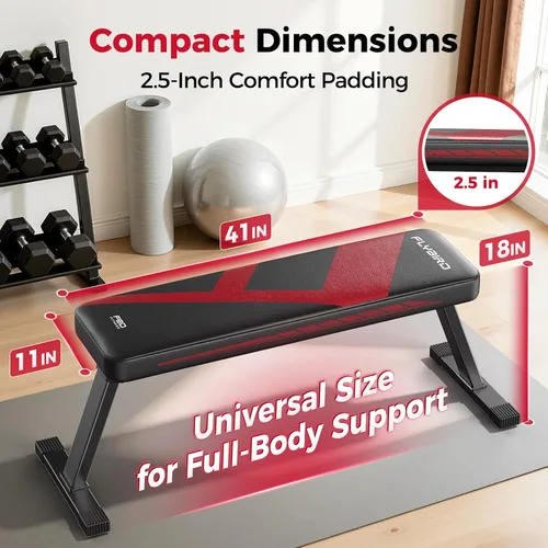 Vista 4 de FLYBIRD Foldable Flat Weight Bench For Home Gym, Sturdy Strength Training Workout Bench, Space-saving Bench Press Flat Exercise Bench, Easy to