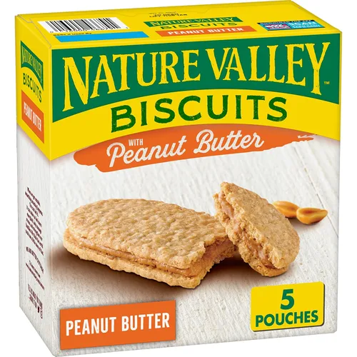 Vista 14 de Nature Valley Sándwiches de galletas, bocadillos de mantequilla de maní y chocolate, 5 unidades, 6.75 onzas