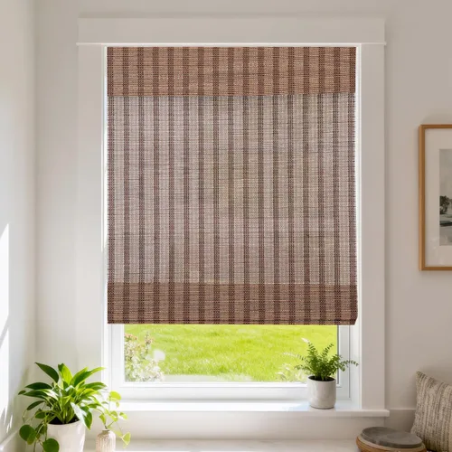Vista 10 de LETAU Persianas romanas de madera sin cordón para ventana, persianas de bambú con filtro de luz para interiores, hogar, oficina, cocina, patrón 1