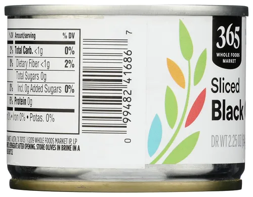 Vista 4 de 365 de Whole Foods Market, Aceitunas maduras en rodajas, 2.25 onzas