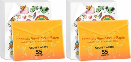 Vista 12 de Papel adhesivo de vinilo imprimible – Vinilo impermeable para impresora láser y inyección de tinta 15 hojas autoadhesivas – Blanco mate
