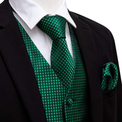 Vista 2 de Barry.Wang Chaleco formal para hombre, diseño de cachemira, jacquard, de seda, para boda, 5