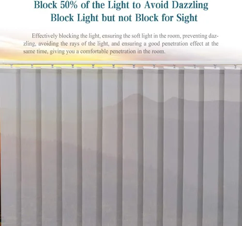 Vista 5 de LETAU Persianas verticales solares inalámbricas, 5% tela de malla, ajuste ligero, reduce el deslumbramiento solar, protección UV, persianas beige