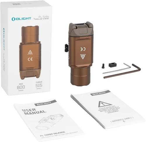 Vista 9 de OLIGHT PL Turbo - Linterna táctica para arma de 800 lúmenes y largo alcance de 515 metros, luz montada en riel de 66,300 candelas con función