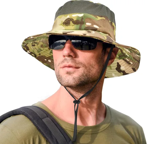 Vista 11 de Sombreros de sol para hombres y mujeres, sombrero de pesca UPF 50+ transpirable de ala ancha de verano con protección UV