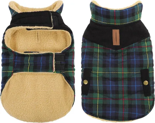 Vista 9 de Queenmore Abrigo de invierno para perro, chaqueta acolchada cálida e impermeable, con forro de felpa, chaleco térmico para clima frío, para perros