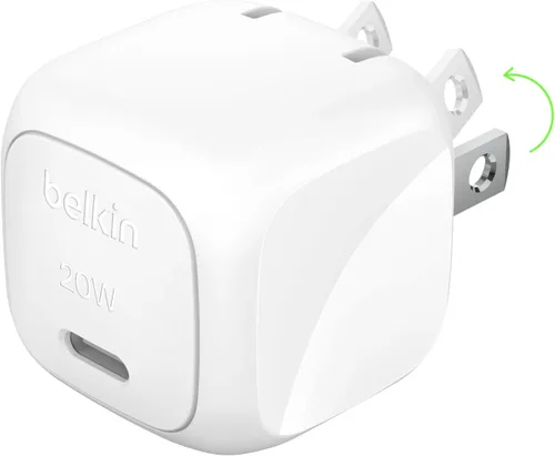 Belkin Bloque de carga compacto de 20 W, carga rápida USB-C: Apple iPhone 17, Air, Pro, Pro Max, Samsung Galaxy S25, iPad, AirPods, Apple Watch,