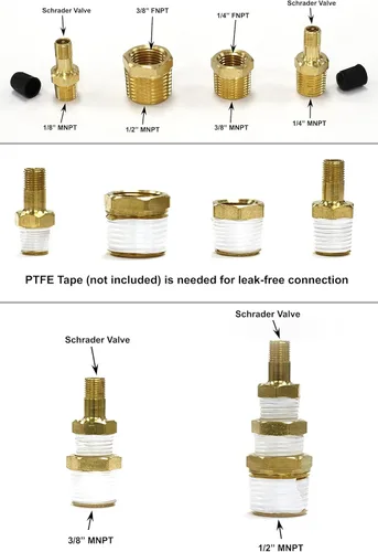 Vista 5 de Válvula Schrader a accesorios NPT macho Adaptadores para prevenir reflujo de invierno y disyuntor de vacío de presión (PVB) para sistemas
