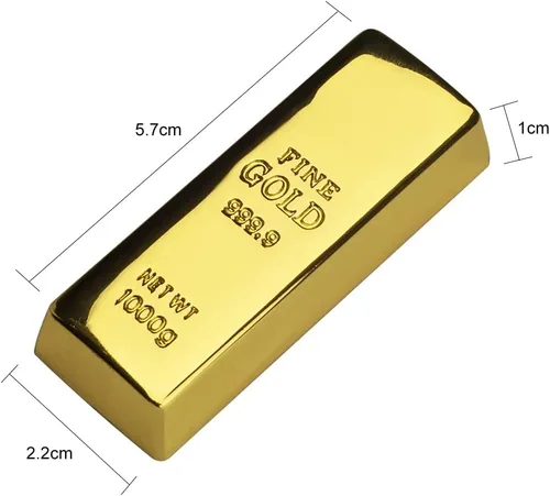 Vista 5 de BorlterClamp - Unidad flash USB de 32 GB con forma de barra dorada, unidad USB divertida para almacenamiento externo de datos