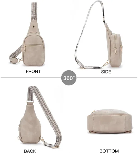 Vista 7 de Telena Riñonera pequeña para mujer, de cuero, cangureras, bolsa de pecho para mujer