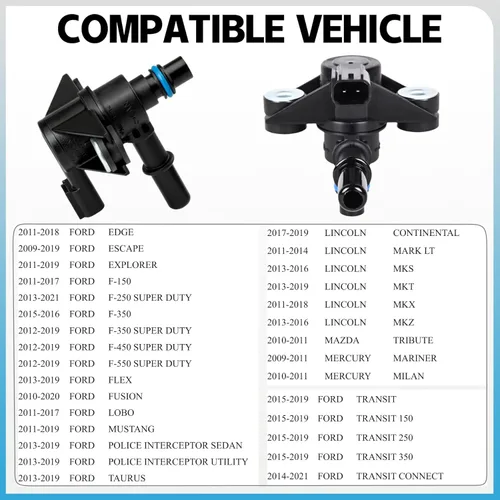 Vista 5 de Válvula de purga de recipiente de vapor 911-222 EVAP Válvula solenoide de purga de recipiente de vapor de emisiones evaporativas Compatible con Ford