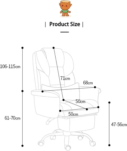 Vista 2 de Big and Tall Bonded Leatherreclining Office Chair Task Chair,400Lbs Computer Ergonomic Desk Chair High Back All Day Comfort Ergonomic Lumbar Support