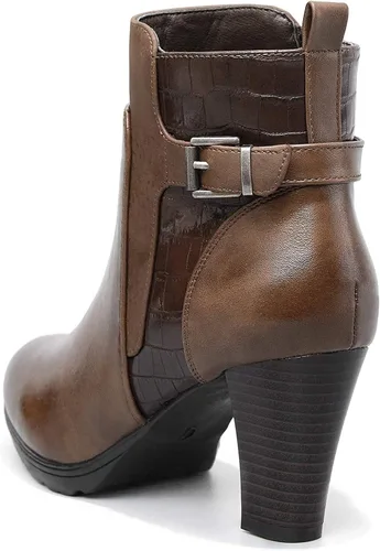 Vista 4 de mysoft - Botines de tacón grueso con cremallera para mujer, altura hasta el tobillo, con correa en el tobillo