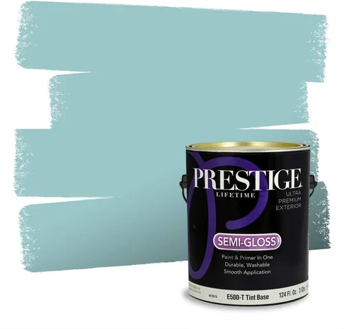 Vista 118 de Prestige Paints - Pintura exterior e imprimación en uno, 1 galón, plano, coincidencia comparable con Behr Misty Isle, P500-N-MQ5-62