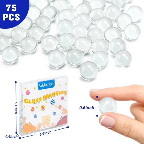 Vista 2 de SallyFashion 75 piezas de mármoles de vidrio para jarrones, mármoles transparentes para relleno de jarrones, juguetes de carrera de mármoles