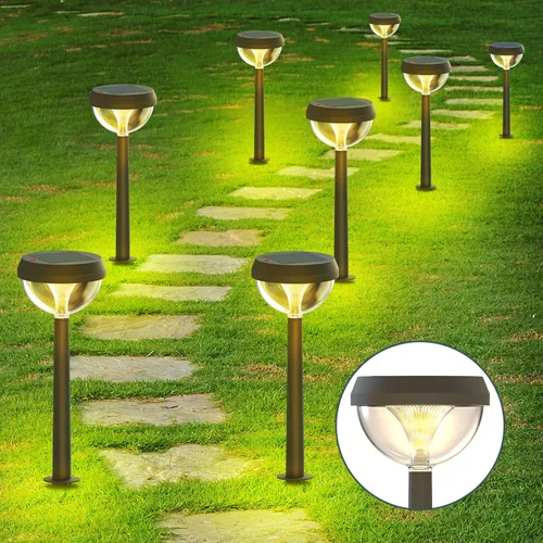 Vista 9 de Linkind Paquete de 8 luces solares para camino, luces solares que cambian de color al aire libre, impermeables, multicolor/blanco cálido/blanco