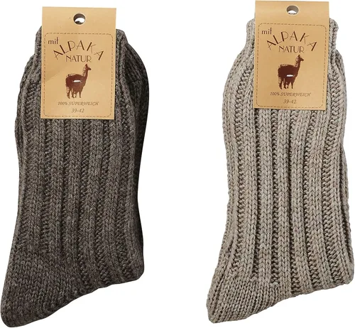 Leo Design 2 calcetines de lana de alpaca natural y cordero para mujer, de primera calidad, transpirables, mezcla gruesa y pesada, invierno, térmico