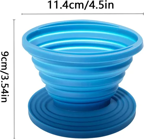 Vista 3 de Filtro plegable para cafetera, gotero de café reutilizable, cafetera de goma con 5 filtros de papel, para el hogar, campamento, viajes, oficina