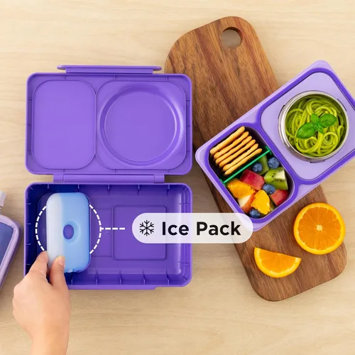 Vista 3 de Omie OmieBox UP caja de bento para niños Lonchera aislada Termo térmico aislado al vacío a prueba de fugas Envase de hielo 2 compartimentos