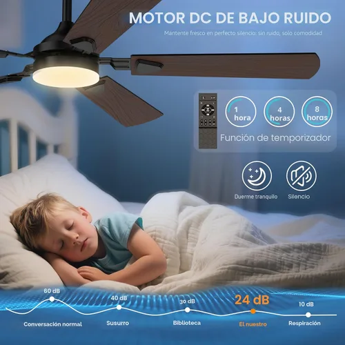Vista 5 de Ventiladores de techo con luces, ventiladores de techo modernos de 52 pulgadas con luces y control remoto, motor reversible de CC, silencioso, 3CCT